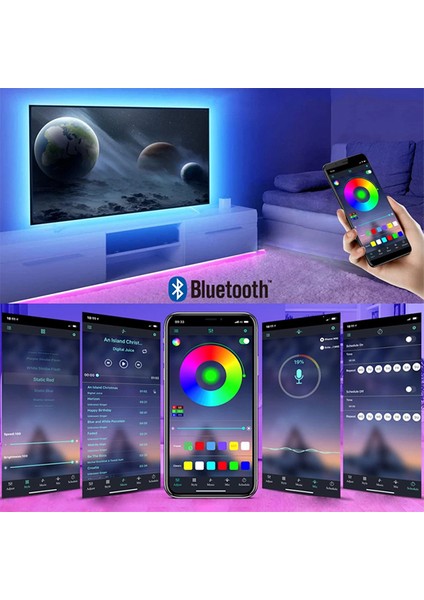 Hero Led 3 mt USB Tv Monitör Arkası Bluetooth Rgb Şerit LED Set 16 Renkli Dekoratif Aydınlatma