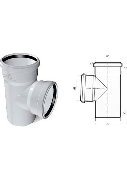 Pvc Te Çatal 70X50