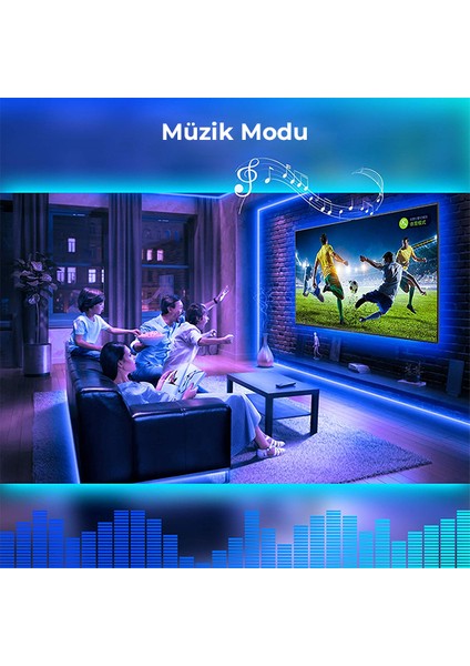 Hero Led 3 mt USB Tv Monitör Arkası Bluetooth Rgb Şerit LED Set 16 Renkli Dekoratif Aydınlatma