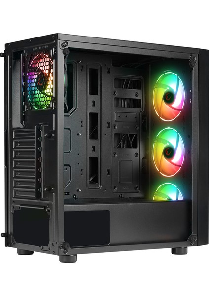 Trıangle 4*12CM Auto Rgb Fan Tempered Glass Atx Mid-T Gaming Oyuncu Kasası