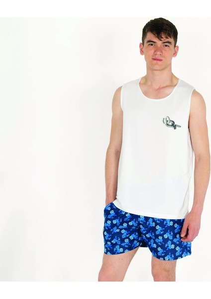 El Logo Baskılı Erkek Beyaz Atlet