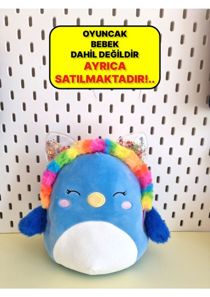 Rengarenk Boncuklu Kedi Kulaklı Peluş Parti Tacı - Gökkuşağı -  Oyuncak Bebek Dahil Değildir