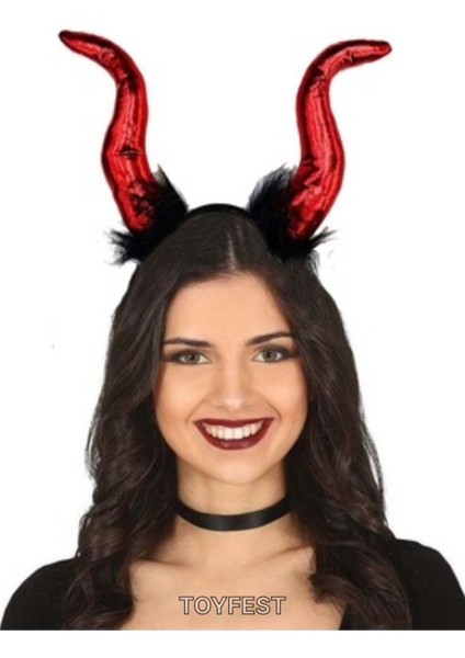 Cadılar Bayramı Halloween Kostüm Partisi Aksesuarı Boynuzlu Şeytan Malefiz Tacı & Taç - 30X28CM