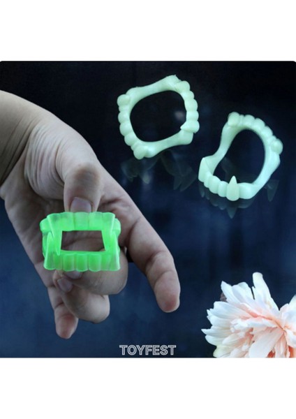Cadılar Bayramı &halloween Parti Kostüm Aksesuarı 2 Adet Karanlıkta Parlayan Vampir Neon Glow Dişlik fırsatları