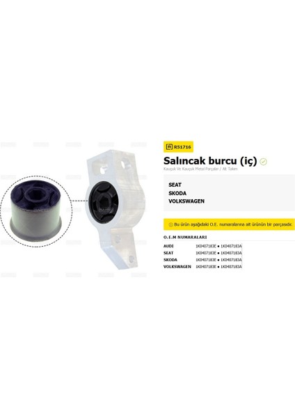 Salıncak Burcu Iç 51716 Golf Iv Passat Octavıa Leon Altea A3 1K0407183E 1K0407183A Gold