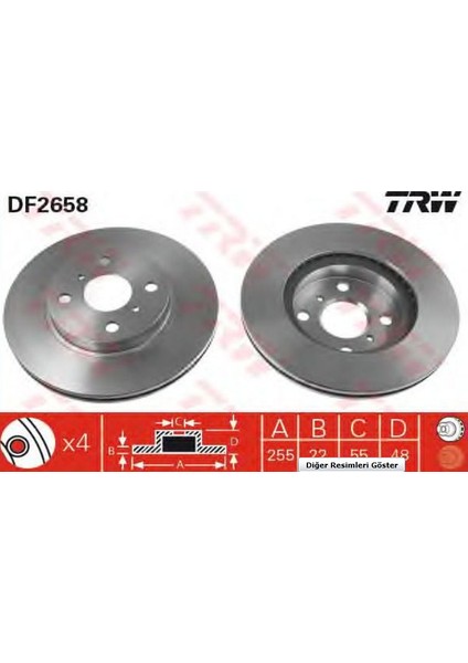 Disk Fren Aynası Ön FD34084 Corolla AE101 1.4 1.6 (92-97) Havalı 4351212550 Gold