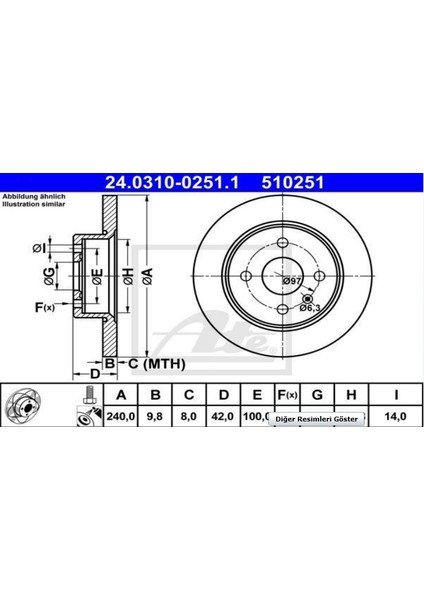 Disk Fren Aynası Arka EFD4050 Astra-G 1.6 (4 Bijon) 569108 Gold