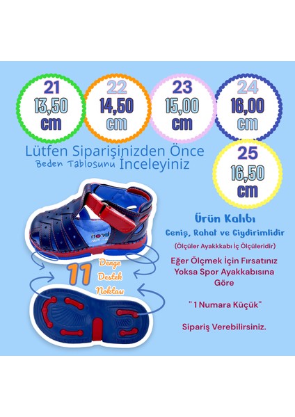 Ortopedik Erkek Bebek Sandaleti Cayman Serisi CYM2404b Lacivert Kırmızı 24