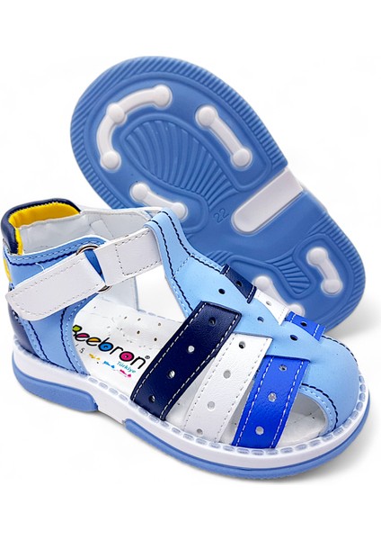Ortopedik Erkek Bebek Sandaleti Cayman Serisi CYM2404b Mavi Beyaz Lacivert 23