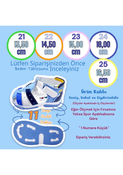 Ortopedik Erkek Bebek Sandaleti Cayman Serisi CYM2404b Mavi Beyaz Lacivert 23