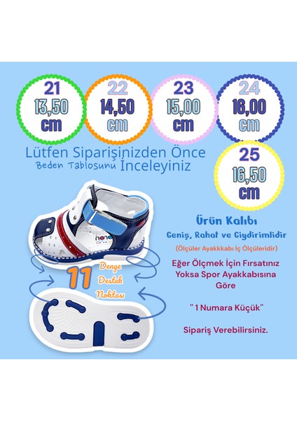 Ortopedik Erkek Bebek Sandaleti Hummer Serisi HMR2408 Beyaz Lacivert Kırmızı 22