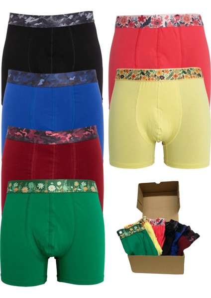 Erkek Pamuklu Esnek 6'lı Paket Boxer Garden & Camouflage