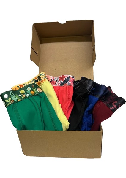 Erkek Pamuklu Esnek 6'lı Paket Boxer Garden & Camouflage