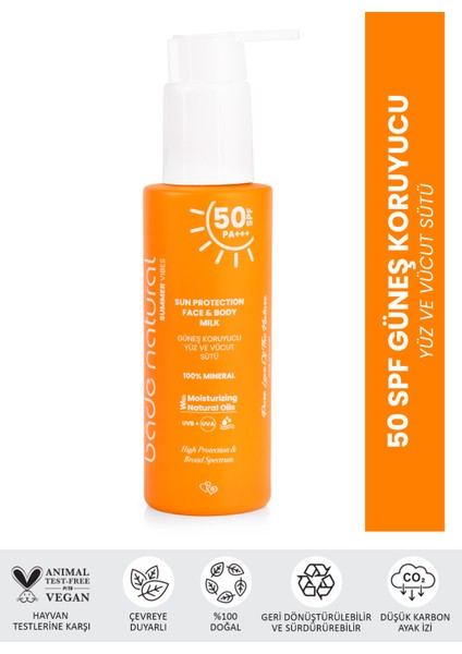 50 Spf Güneş Koruyucu Yüz ve Vücut Sütü 100 ml