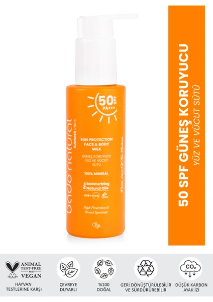 Bade Natural 50 Spf Güneş Koruyucu Yüz ve Vücut Sütü 100 ml