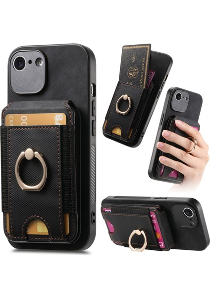 iPhone 6 Plus / 6s Plus Için Retro Standlı Kart Manyetik Kılıf (Yurt Dışından)