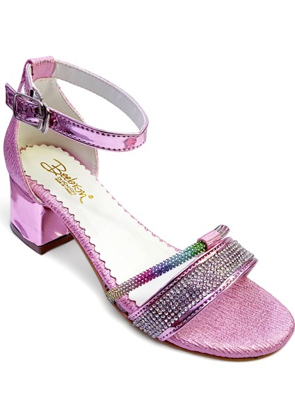 Topuklu Abiye Kız Çocuk Sandaleti Crown Series Crw2414 Parlak Pembe 36