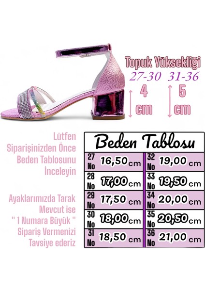 Topuklu Abiye Kız Çocuk Sandaleti Crown Series Crw2414 Parlak Pembe 36