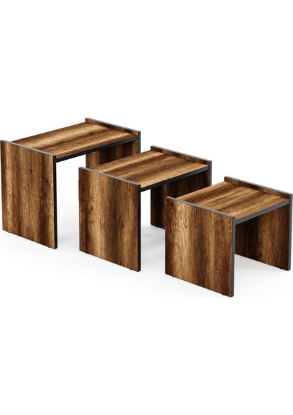 ZG4 3'lü Zigon Sehpa - Ceviz fırsatları