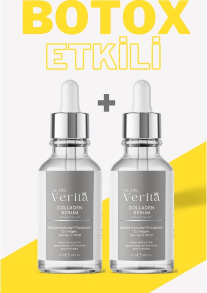 Dolgunlaştırıcı Botox Etkili, Yaşlanma Karşıtı Leke Giderici Kolajen Serum 2'li 30 ml