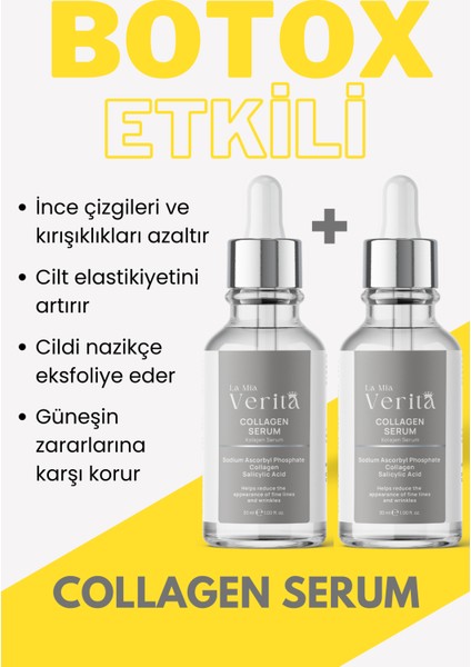 Dolgunlaştırıcı Botox Etkili, Yaşlanma Karşıtı Leke Giderici Kolajen Serum 2'li 30 ml modelleri