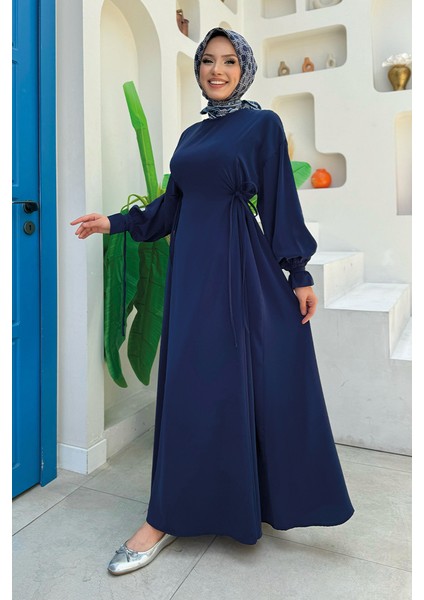 Bağlama Detaylı Elbise 6015 Lacivert modelleri
