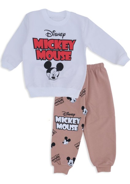 Erkek Çocuk Mickey Mouse Karakter Yazı Baskılı 2'li Alt Üst Takım