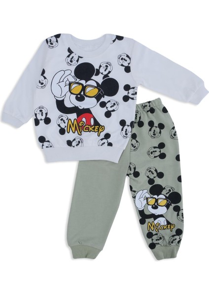 Erkek Çocuk Mickey Mouse Gözlüklü Baskılı 2'li Alt Üst Takım