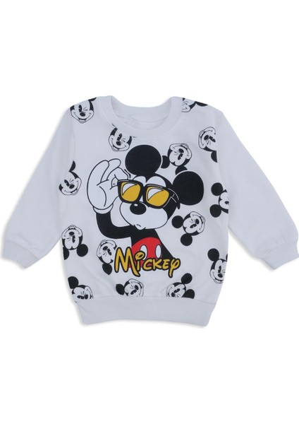 Erkek Çocuk Mickey Mouse Gözlüklü Baskılı 2'li Alt Üst Takım modelleri