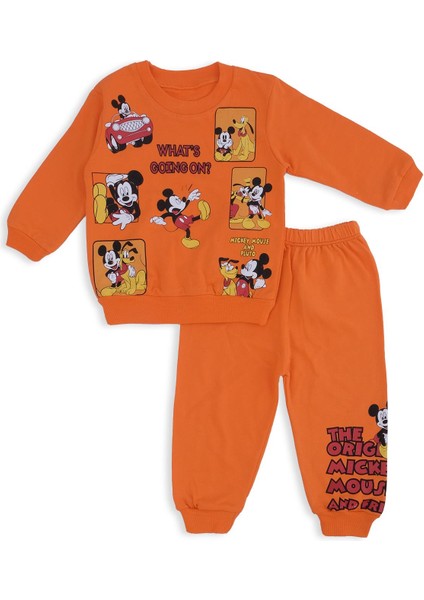 Erkek Çocuk Mickey Mouse Kare Baskılı 2'li Alt Üst Eşofman Takım