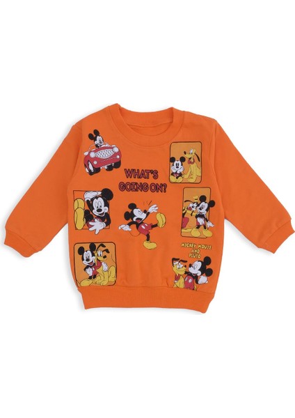 Erkek Çocuk Mickey Mouse Kare Baskılı 2'li Alt Üst Eşofman Takım