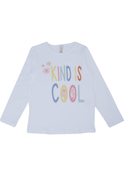 Kız Çocuk Kind Cool Yazı Baskılı Çiçekli Kız Sweat Uzun Kol