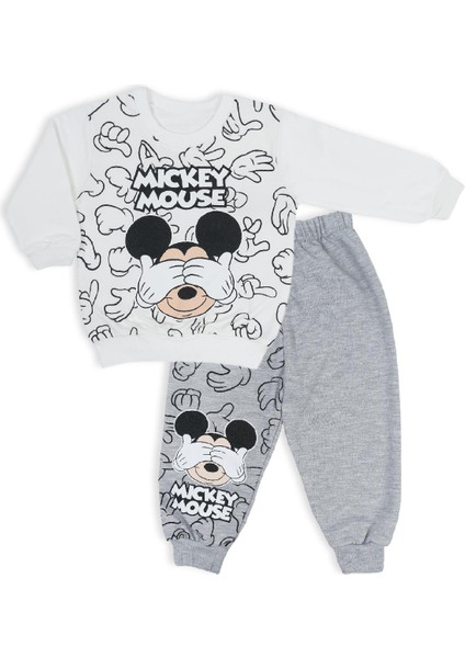 Erkek Çocuk Mickey Mouse Resim Baskılı 2li Alt Üst Eşofman Takım