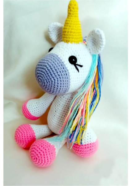 Tülays Hand Craft Amigurumi Gökkuşağı Unicorn Sağlıklı Oyuncak El Örgüsü