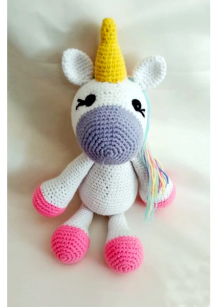 Tülays Hand Craft Amigurumi Gökkuşağı Unicorn Sağlıklı Oyuncak El Örgüsü