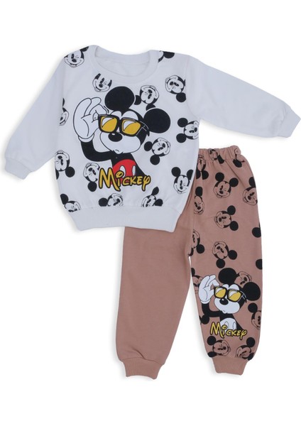 Erkek Çocuk Mickey Mouse Gözlüklü Baskılı 2'li Alt Üst Takım