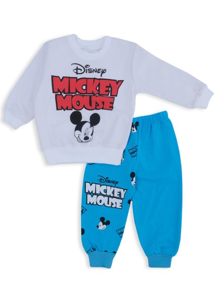 Erkek Çocuk Mickey Mouse Karakter Yazı Baskılı 2'li Alt Üst Takım
