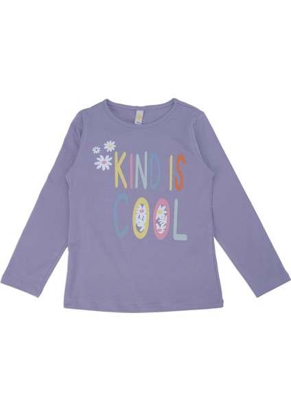 Kız Çocuk Kind Cool Yazı Baskılı Çiçekli Kız Sweat Uzun Kol