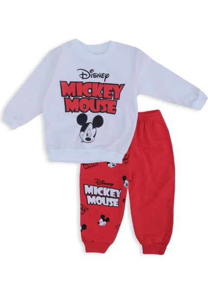 Erkek Çocuk Mickey Mouse Karakter Yazı Baskılı 2'li Alt Üst Takım