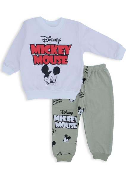 Erkek Çocuk Mickey Mouse Karakter Yazı Baskılı 2'li Alt Üst Takım