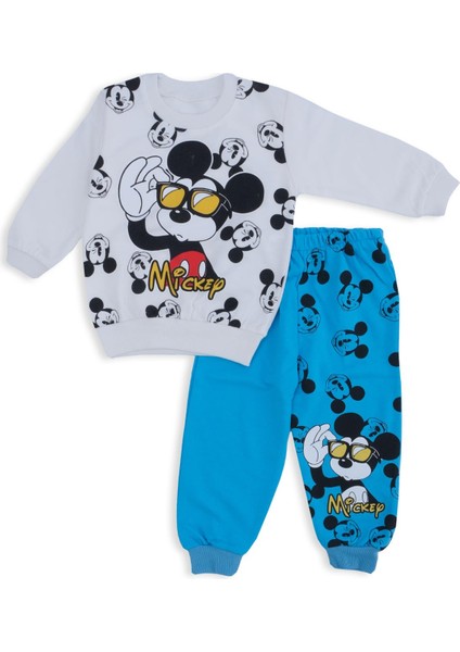 Erkek Çocuk Mickey Mouse Gözlüklü Baskılı 2'li Alt Üst Takım