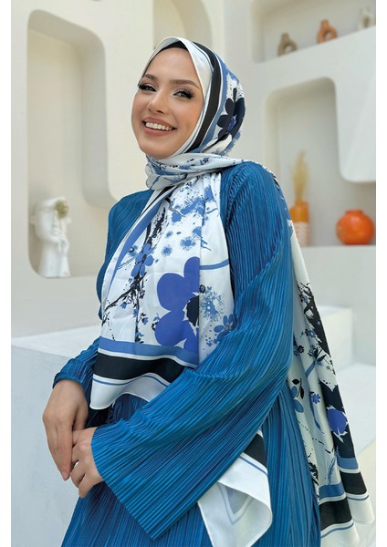 Saten Piliseli Elbise 3897 Lacivert fırsatları