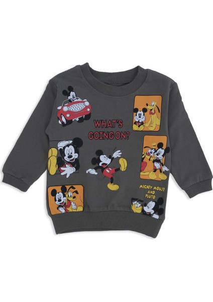 Erkek Çocuk Mickey Mouse Kare Baskılı 2'li Alt Üst Eşofman Takım