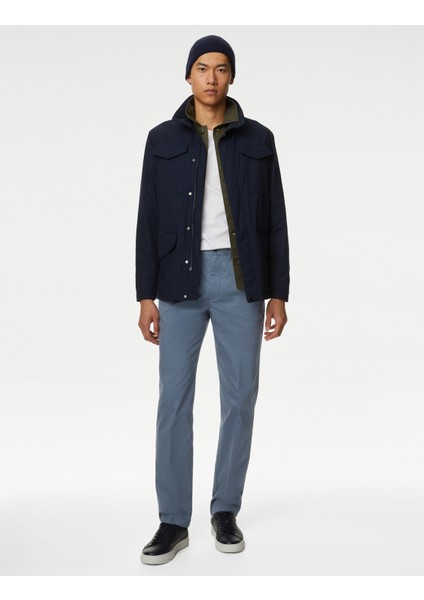 Regular Fit Hafif Dokulu Chino Pantolon