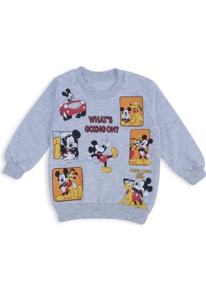 Erkek Çocuk Mickey Mouse Kare Baskılı 2'li Alt Üst Eşofman Takım