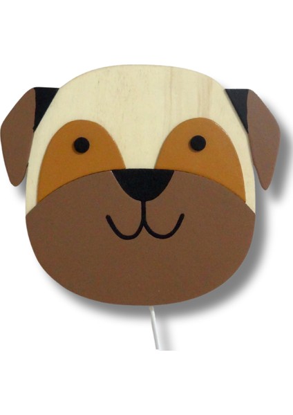 Handcrafted - Çocuk Odası El Yapımı Ahşap Gece Lambası Kahverengi Köpek Elektrikli fiyatları