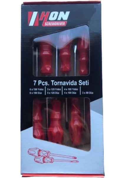 Hon Screwdriver Düz ve Yıldız Tornavida Seti 7 Parça