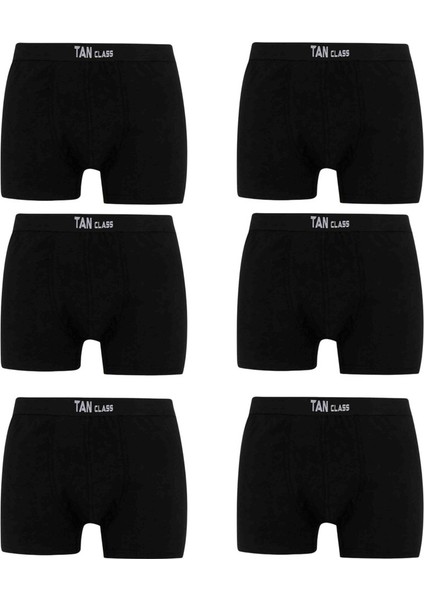 Erkek Likralı 6 Adet Siyah Premium 1.kalite Pamuklu Penye Esnek Kumaş Boxer Baksır