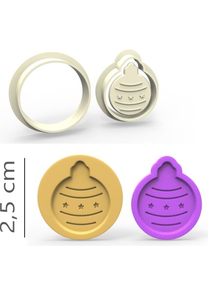 Yılbaşı Süs Kurabiye, Bisküvi, Kolye Ucu, Mühür Kalıp Seti - 2,5 cm
