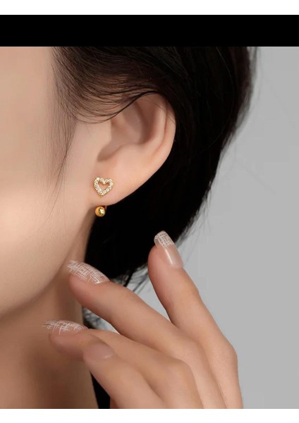 Zirkon Taşlı Kalpli 1 Adet Kulak Memesi Helix Tragus Rook Uyumlu Piercing Küpe